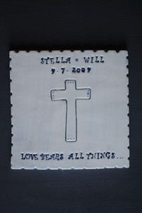 standard square personalized with cross  midnight 
